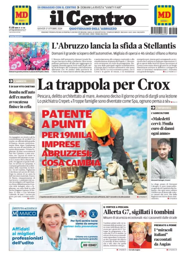 Prima-pagina-il centro-oggi-edizione-del-2024-10-17